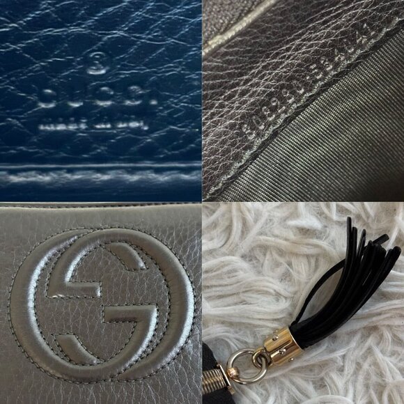 Authentic GUCCI Pebbled Calfskin Soho Zip Around Wallet Black Tassel Zippy - Picture 11 of 11